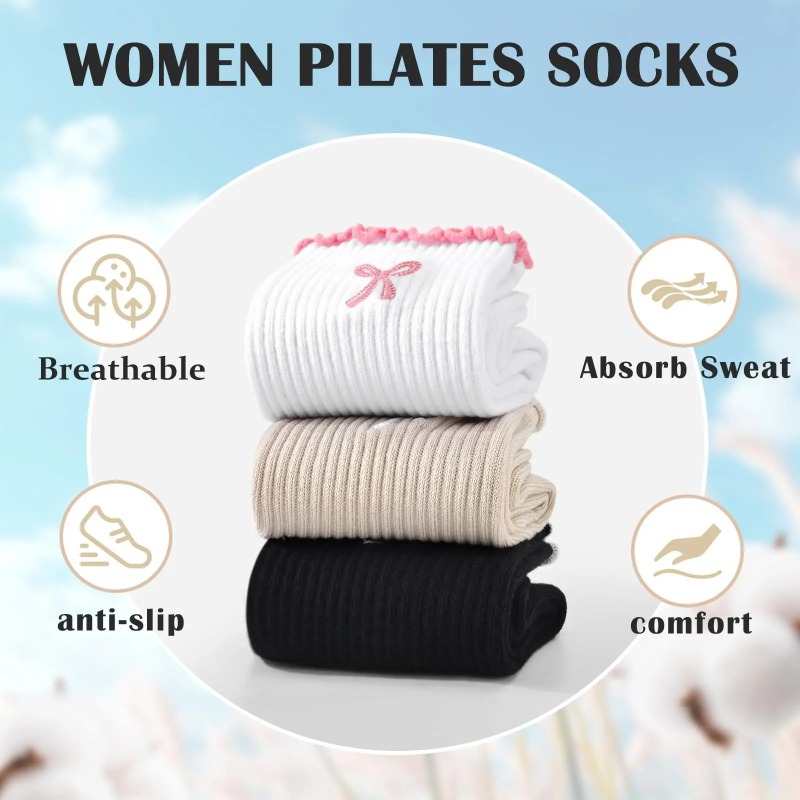 Pilates & Yoga Vida - جوارب يوغا احترافية، مصنوعة من القطن